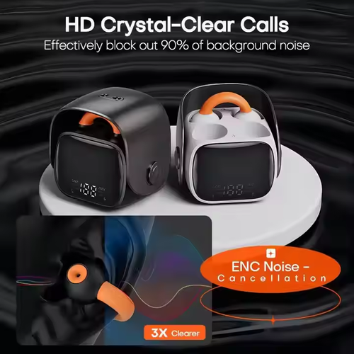 2025 New QD-6 Fashion Trend Airbag Earphones Clip-On Non-In-Ear Sports Earbuds with ENC Noise Reduction and 360° Rotation