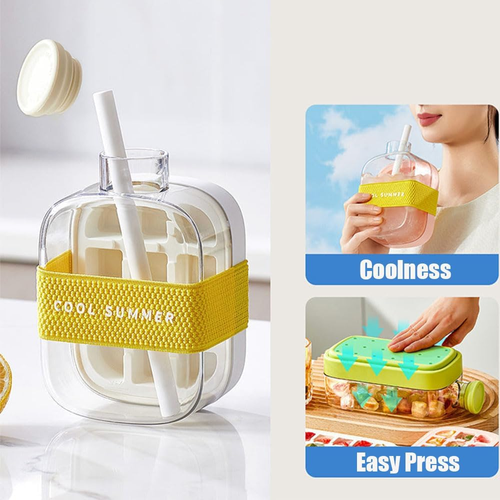 ce Cube Tray with Lid&Bin, lceCube Mold, Stackable lce Trays forFreezer with Easy-Release SiliconeBottom, for Drinks, Coffee