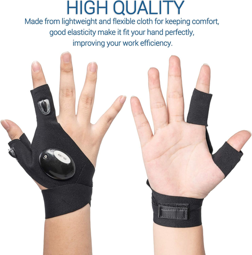 LED Flashlight Gloves Gifts for Men Women Fingerless Light Gloves for Fishing Camping Mechanic Work and Other Outdoor Activities