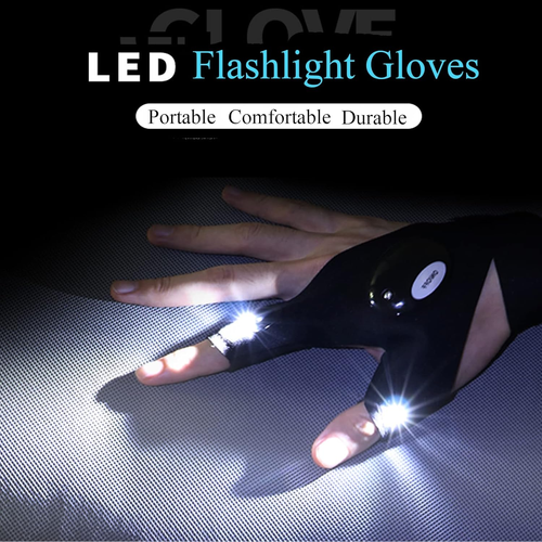LED Flashlight Gloves Gifts for Men Women Fingerless Light Gloves for Fishing Camping Mechanic Work and Other Outdoor Activities