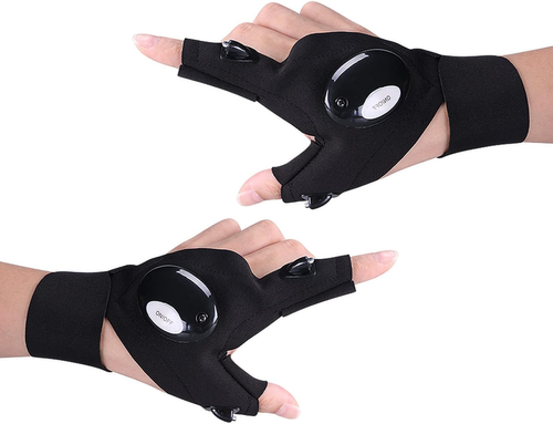 LED Flashlight Gloves Gifts for Men Women Fingerless Light Gloves for Fishing Camping Mechanic Work and Other Outdoor Activities