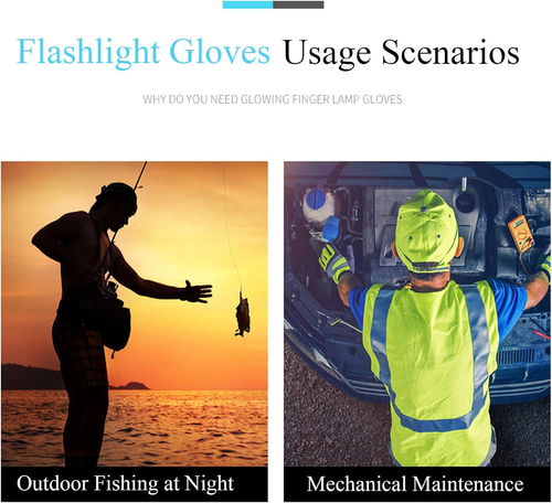 LED Flashlight Gloves Gifts for Men Women Fingerless Light Gloves for Fishing Camping Mechanic Work and Other Outdoor Activities
