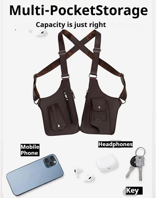 Double Shoulder Armpit Bag, 2025 New Men Anti-Theft Underarm Wallet Pocket Holster Phone Leisure Double Shoulder Pouch