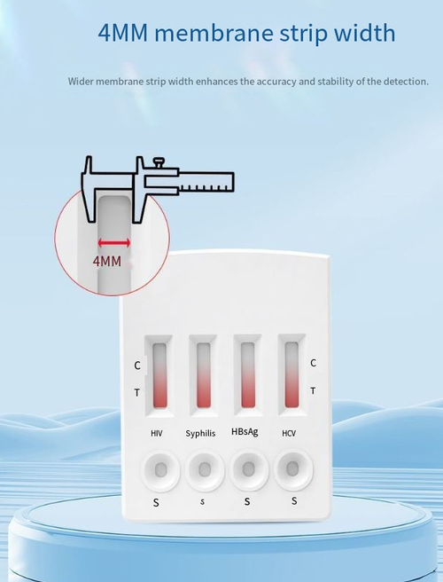 4-in-1 Blood Test Card: HIV, Syphilis, HBV & HCV Rapid Detection Kit。
