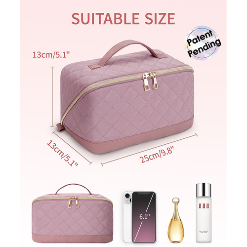 large-capacity open-top makeup bag