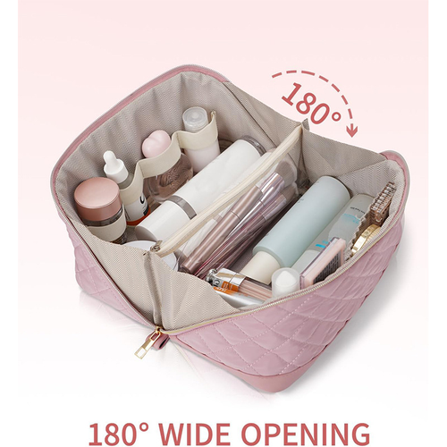 large-capacity open-top makeup bag