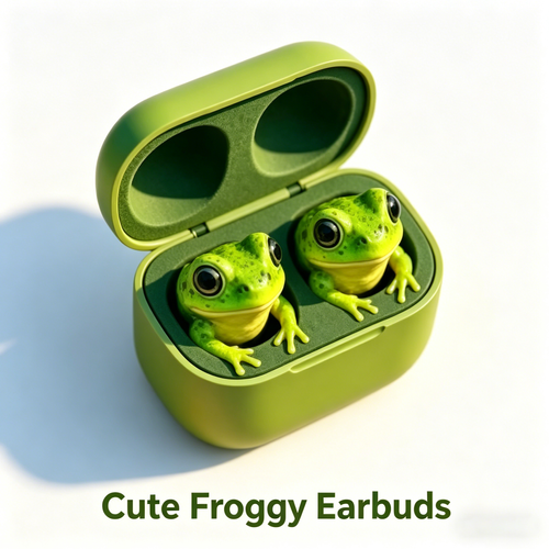 3D Frog Shaped Portable Mini In-ear for Wireless Headphones Cute Animal Shape Earbuds