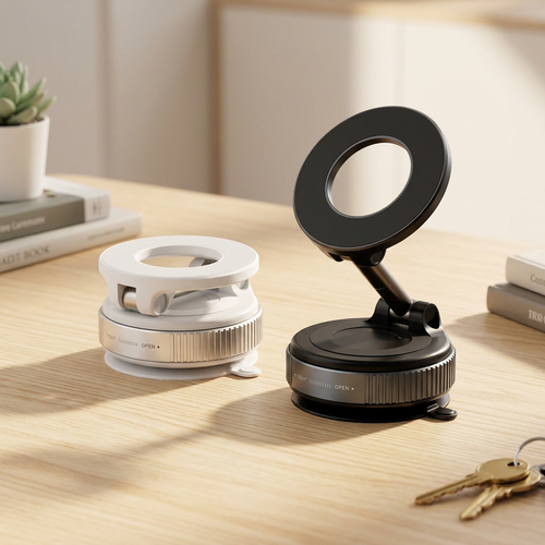 360 Rotating Hands Free Extendable Vacuum Magnetic Suction Phone Holder