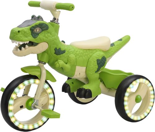 3-in-1 Dinosaur Style Children's Tricycle with 3 Flashing Wheels Music Kids Baby Tricycle