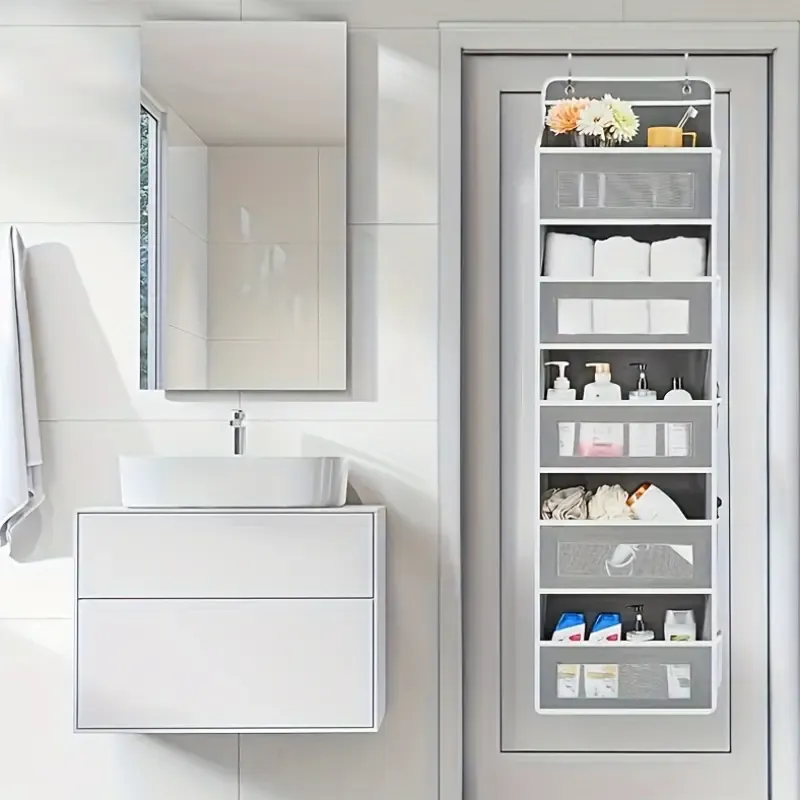 Recessed hanging storage rack, storage box, hanging wardrobe storage rack, five-layer hanging door frame