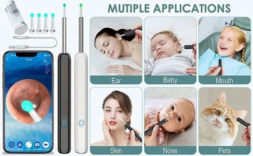 Ear Wax Removal Tool Camera, 1 Box Ear Cleaner with Light & Camera & Accessories, Earwax Removal Kit Compatible with Cell Phones & Tablets