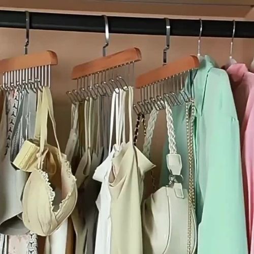Upgrade 8 Hooks 1 Set 24 Hooks 3 Piece Set Space-saving Wooden Bra Hooks with 8 Swivel 360° Hooks - Suitable for bras, vests, suspenders and other solid wood materials, 8 Hooks for lingerie, vests, tie and belts - Perfect for dormitories and apartments
