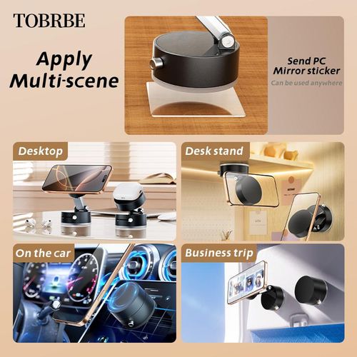 TOBRBE Magnetic Phone Car Holder, Suction Cup Holder, Manual Magnetic Vacuum Adsorption Mobile Phone Holder Cellphone Mount Stand rotating springtok Black Electronics Accessories Smartphone double-sided