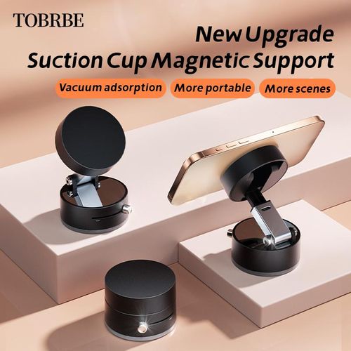 TOBRBE Magnetic Phone Car Holder, Suction Cup Holder, Manual Magnetic Vacuum Adsorption Mobile Phone Holder Cellphone Mount Stand rotating springtok Black Electronics Accessories Smartphone double-sided