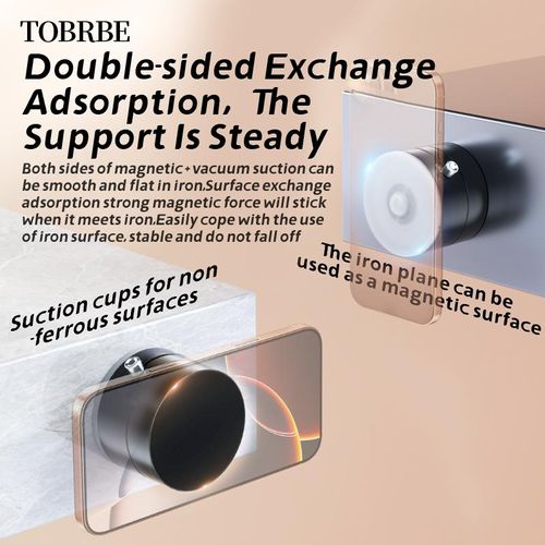 TOBRBE Magnetic Phone Car Holder, Suction Cup Holder, Manual Magnetic Vacuum Adsorption Mobile Phone Holder Cellphone Mount Stand rotating springtok Black Electronics Accessories Smartphone double-sided