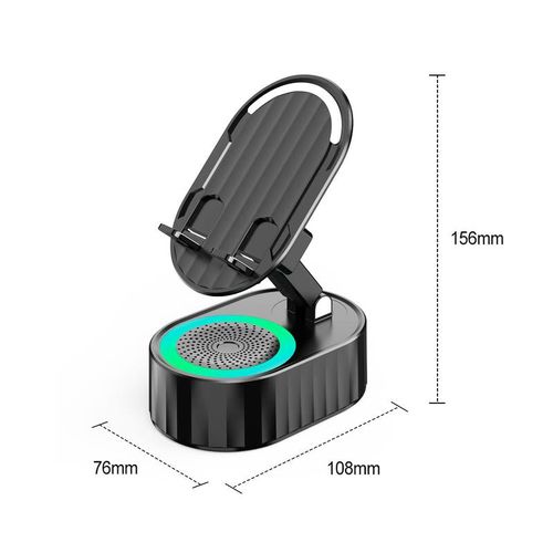 AKLLCCR Wireless Induction Audio Bluetooth Speaker 5in1 Cellphone Holder Emergency Charging (3000mAh) Usb Portable Power Smartphone Tablet Stand with Colorful Ambient Light Springtok Gift