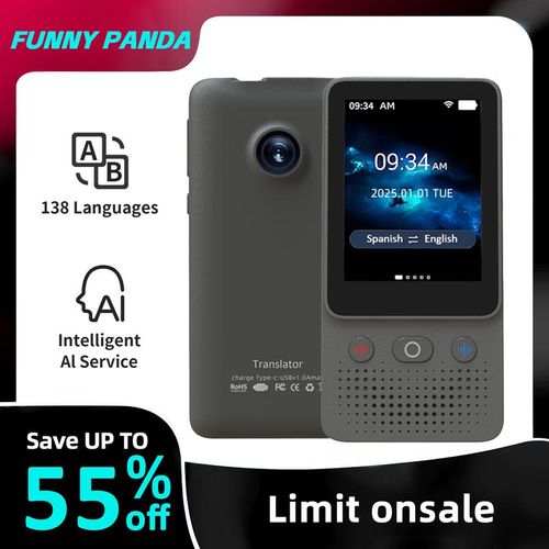 AI Language Translator Device T21 | 138 Languages, Real-Time Voice & Photo Translation | Offline Mode & Touchscreen | Perfect for Travel & Business & Work Translation Traductor