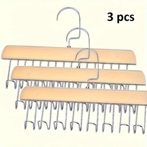 Upgrade 8 Hooks 1 Set 24 Hooks 3 Piece Set Space-saving Wooden Bra Hooks with 8 Swivel 360° Hooks - Suitable for bras, vests, suspenders and other solid wood materials, 8 Hooks for lingerie, vests, tie and belts - Perfect for dormitories and apartments