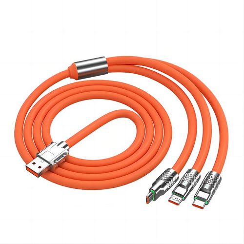 Cabo de carregamento material do carregador 3 In-1 de USB da liga de zinco do silicone para Iphone
