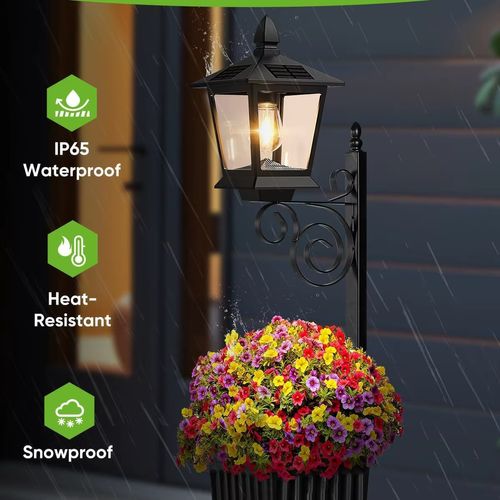 2-Pack Outdoor Flower Pots with Solar Lamp