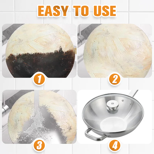 Burnt Residue Removal Paste: Deeply cleans cookwares without scratching, removes grease and carbon deposits in 5 minutes.