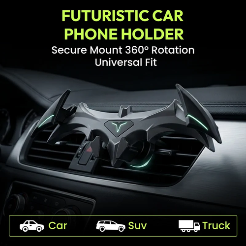 Questsole Batwing Car Phone Holder – 360° Vent Mount (Gloss Black)