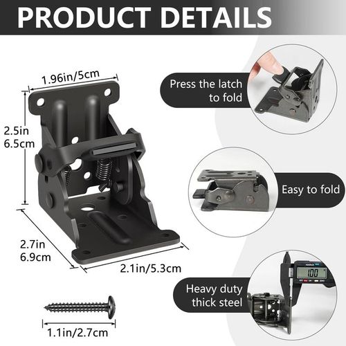 Heavy-Duty Folding Table Leg Brackets with Self-Locking Hinges