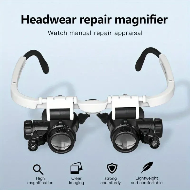 🎁👓8X 15x 23x Head Wearing Magnifying Glass with LED Light Headband