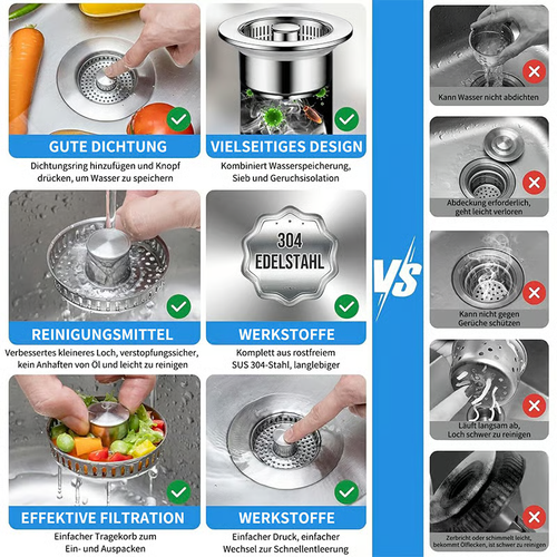 🔥🔥Upgraded 3 in 1 Kitchen Sink Drain Strainer