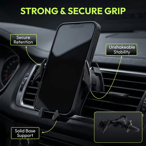 Questsole Batwing Car Phone Holder – 360° Vent Mount (Gloss Black)