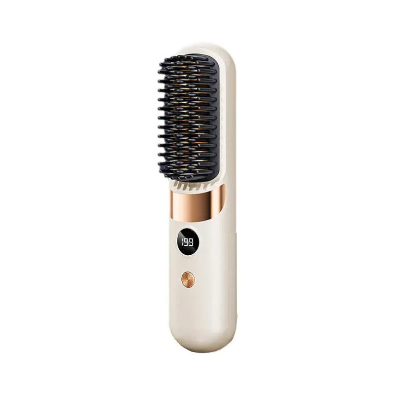 ⏳⏰Last 4 hours Sale💇‍♀️3-in-1 Cordless Hair Straightener Comb – USB rechargeable, adjustable temperature, anti-scald teeth, portable travel design. Women daily hair styling essential!