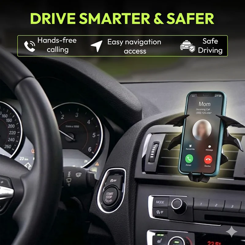 Questsole Batwing Car Phone Holder – 360° Vent Mount (Gloss Black)