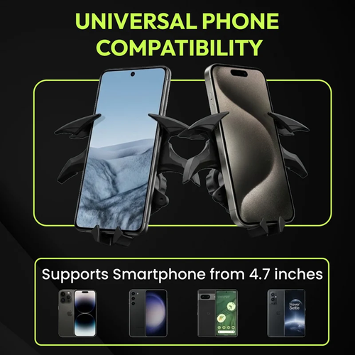 Questsole Batwing Car Phone Holder – 360° Vent Mount (Gloss Black)