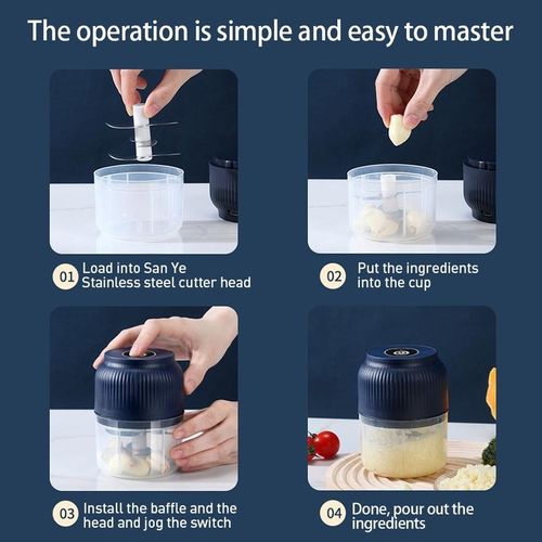 USB Rechargeable Electric Mini Garlic Chopper – Compact, Powerful & Travel-Ready