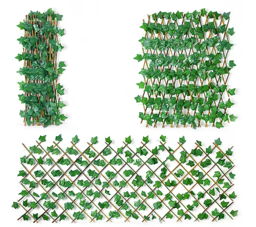 Simulation fence telescopic fence artificial flowers and green leaves outdoor courtyard fence guardrail decorative leaves to block plants,