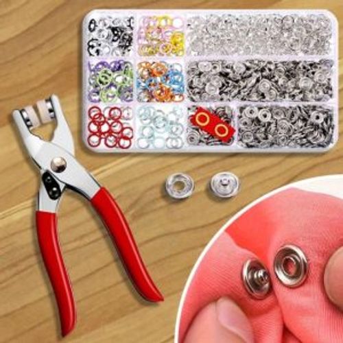 Snap button pliers stainless steel snap buttons for clothing manual repair fork snap button pliers kit, one pliers 160 sets of buttons