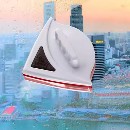 Home cleaning triangular magnetic double-sided glass wiper, double-layer hollow glass scraper, suitable for 3-30mm glass windows
