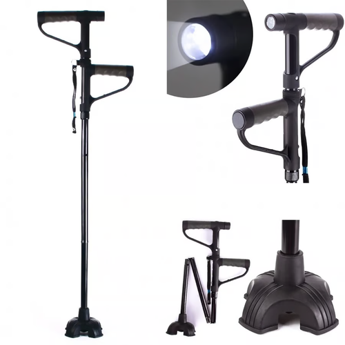 Aluminum Alloy Non-slip Folding Cane with LED Light