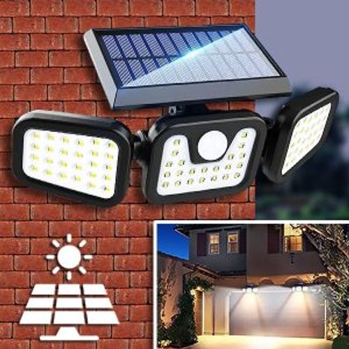Solar three-head wall-mounted lamp human body induction 74LED folding lighting lamp adjustable garden light