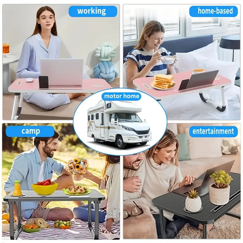 Multifunctional Foldable Bed Laptop Desk with Cup Holder Drawer