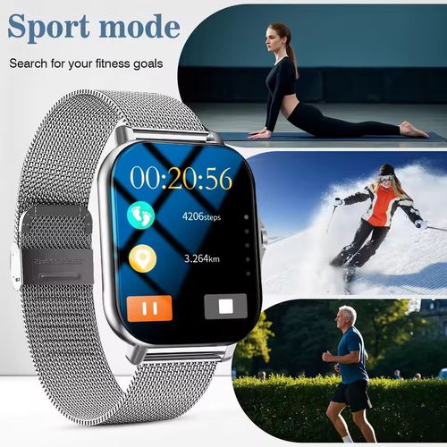 Smartwatch: Pedometer, call function, Bluetooth, reminders, camera, phone monitoring, heart rate monitoring