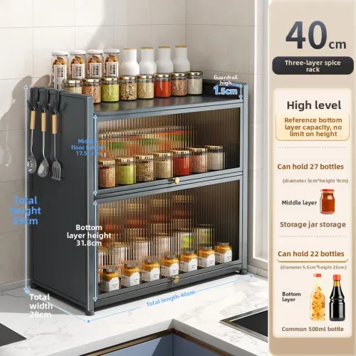 Rack Multi-Function Countertop with Cover Dustproof Rustproof Organizer Cabinet