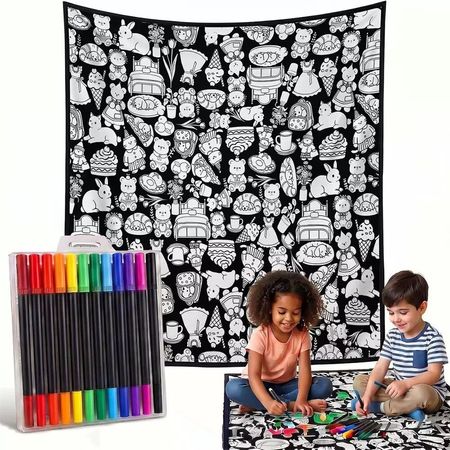 🇲🇦🔥Couverture de gribouillage DIY parent-enfant – imperméable – feutres de couleur inclus – Paiement à la livraison 🔥🖍️🎨🧒🛒
