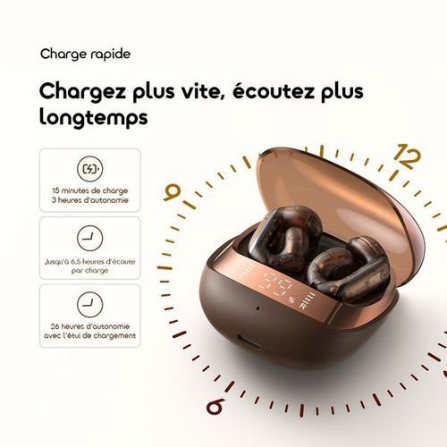 Les écouteurs sans fil ouverts raimo OpenSnap N2 prennent en charge la charge rapide et le contrôle adaptatif du volume.