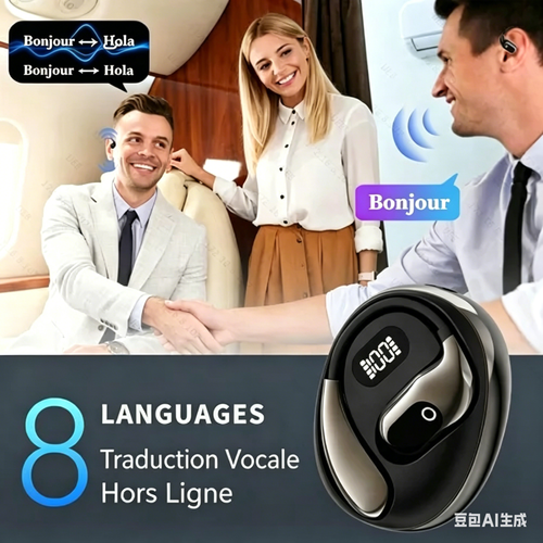 Écouteurs sans fil oreille ouverte, traduction AI, Bluetooth 5.4