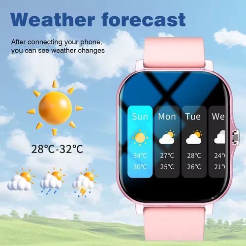 Smartwatch: Pedometer, call function, Bluetooth, reminders, camera, phone monitoring, heart rate monitoring