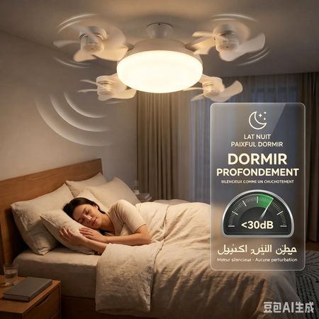 🇲🇦🔥 Ventilateur de plafond LED 2 en 1 silencieux avec télécommande – éclairage et refroidissement intégrés – consommation d'énergie réduite – idéal pour les chambres à coucher – Paiement à la livraison 🔥💡🌀🛋️🛒