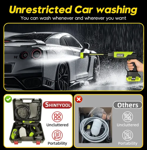 Cordless Pressure Washer with 1pcs Battery, Powered Handheld Car Washer with 6 in 1 Nozzle for Car Garden Fence Patio