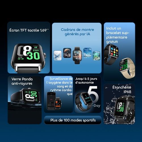ساعة أورايمو الذكية Watch 6 Pro بشاشة لمس كاملة مقاس 1.69 بوصة