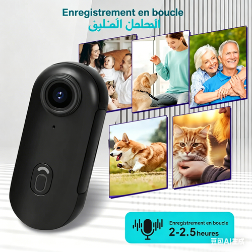 Mini caméra d'action, résolution 1080p-4K  compatible uniquement avec les cartes mémoire U3 ou supérieures, enregistreur vidéo portable, fixation magnétique, idéale pour le tournage de vlogs.
